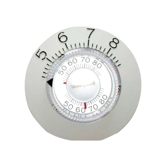 TERMOSTATO ANALOGO 24 V 1 ETAPA FRIO/CALOR ENCENDIDO (ON-OFF) LECTURA AL TACTO PARA INVIDENTES AIRE ACONDICIONADO T87F3467 HONEYWELL