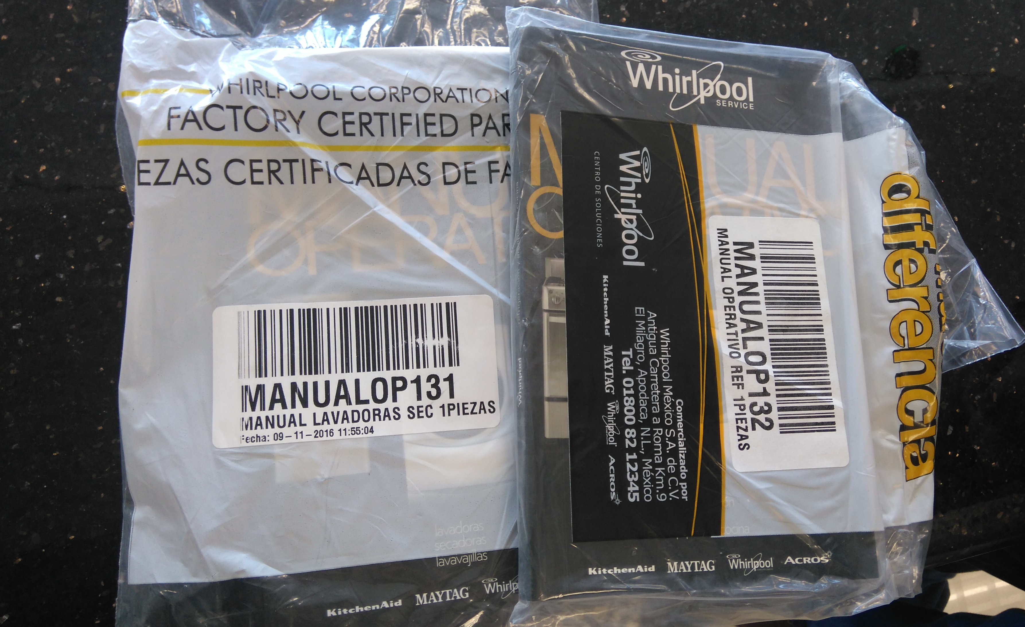 MANUAL OPERATIVO ELECTRODOMESTICOS WHIRLPOOL MANUAL0P131/132 WHIRLPOOL