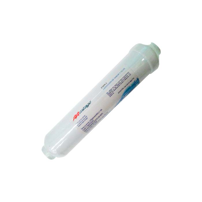 FILTRO POST MEMBRANA 10" X 2 1/2" CARBON ACTIVADO 5 MICRAS ETAPA 4 (H50) OSMOSIS INVERSA FAQ5110 MIRAGE
