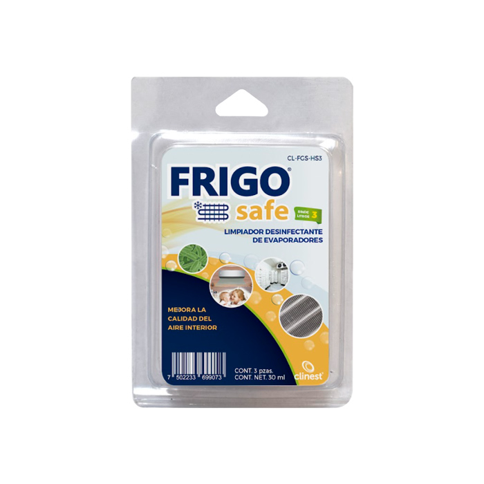 LIMPIADOR HIDROSOLUBLE CONTENEDOR 3 PIEZAS 10 ML DESINFECTANTE FRIGO SAFE EVAPORADOR CL-FGS-HS-3 CLINEST