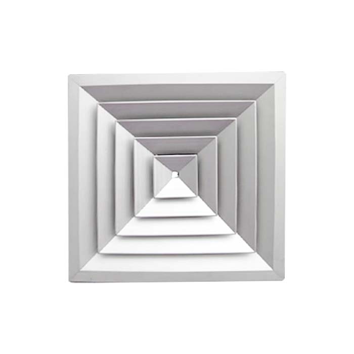 DIFUSOR INYECCION PIRAMIDE 24" X 24" CUELLO 8" BLANCO ACERO TIPO DIAMANTE SISTEMA VENTILACION SFS24X08 NAMM