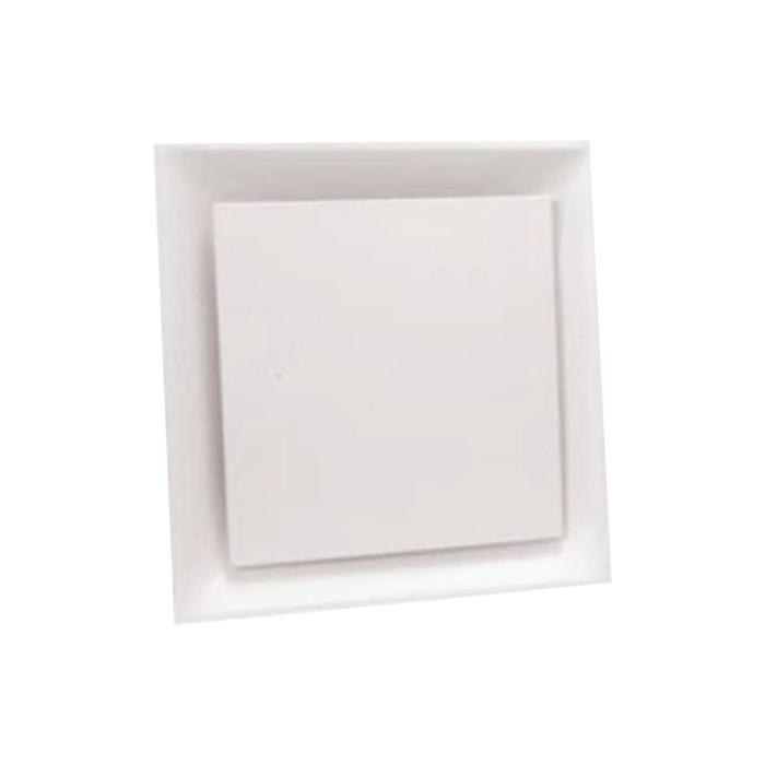 DIFUSOR INYECCION PIRAMIDE 24" X 24" CUELLO 10" BLANCO ACERO GALVANIZADO 1 DEFLECTOR SISTEMA VENTILACION DPQE24X24X10 NAMM