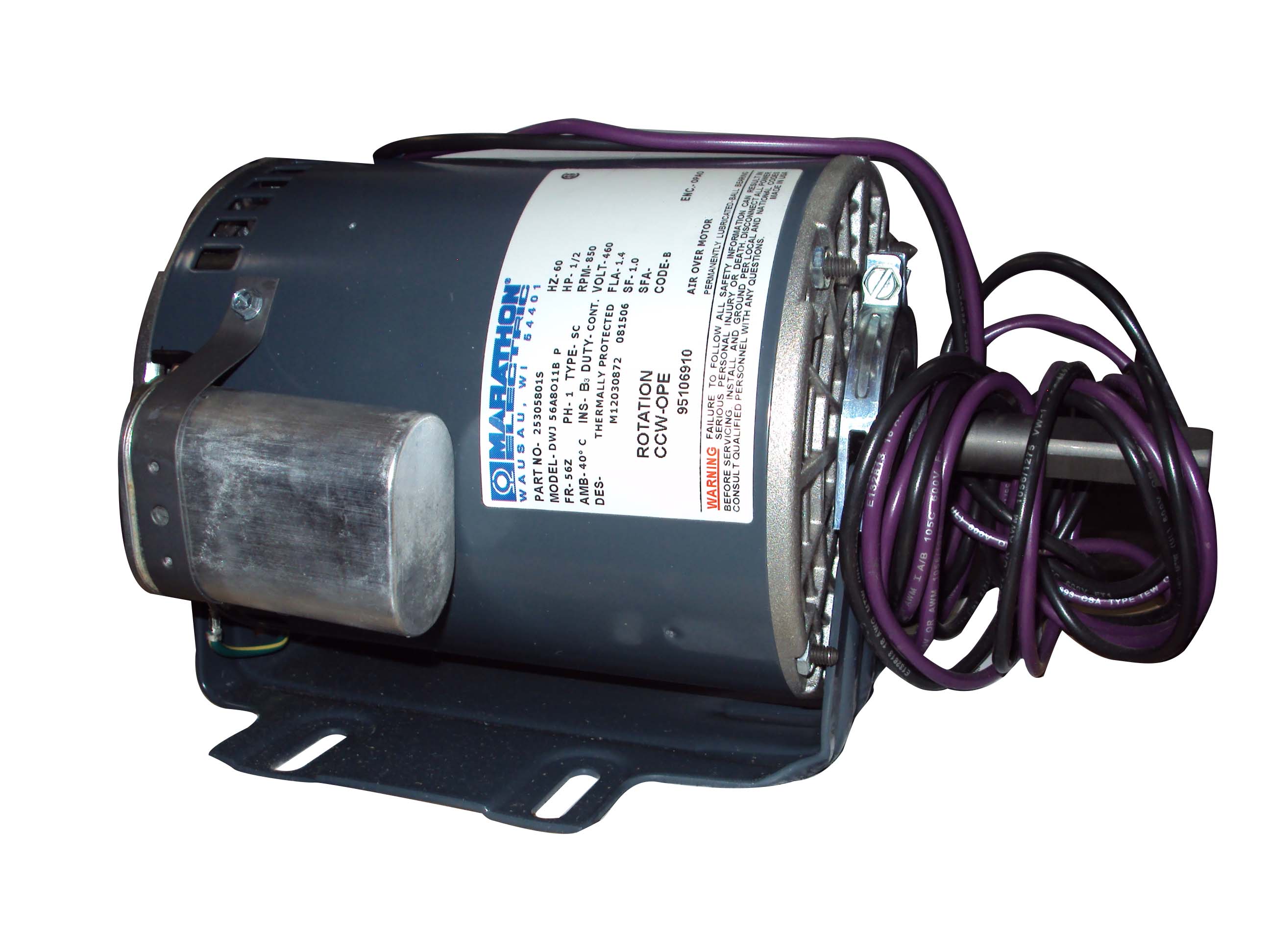MOTOR 1/2 HP 460 V 1F 850 RPM CWSE 56Z 40°C 5/8 X 3 PULGADAS BALERO CONDENSADOR BHL400-480-560-650-710-840 25305801 BOHN