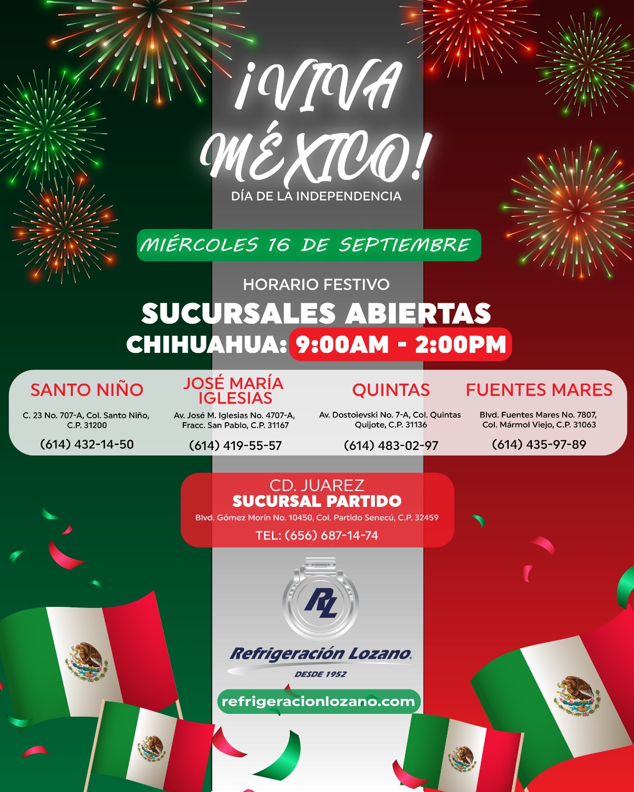 Horario Festivo Chihuahua y Juárez